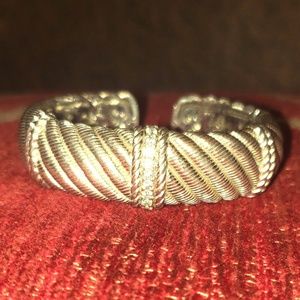 Judith RIpka Hinged Sterling Silver 925 Heavy Cuff